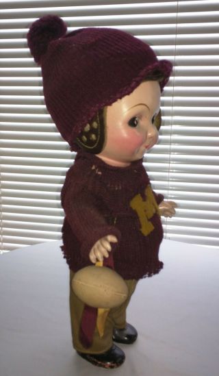 Vintage Buddy Lee Doll,  Football Player or Fan,  M on sweater front,  7 on back 6