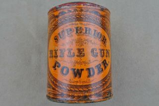 Superior Rifle Gun Powder Antique Tin - Small 1/2 Lb.  Round Tin | Muzzleloader