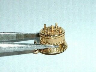 Vintage 14k Yellow Gold 3d Happy Birthday Cake Charm Candles Move