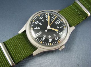 Vintage Hamilton Stainless Steel Gg - W - 113 Us Military Hacking Mens Pilots Watch
