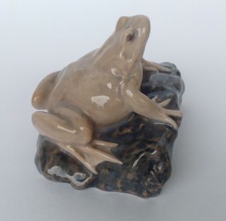 Very Rare Royal Copenhagen Porcelain Frog On Rock Figurine 884 Pre 1923