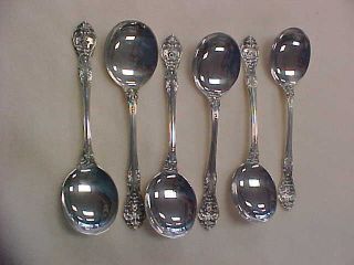6 1936 Gorham King Edward Sterling Silver 6 - 1/4 " Soup Spoons No Monogram