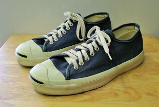 Vtg Converse Jack Purcell Canvas Sneakers Blue Shoes Usa Mens Sz 10 Deadstock