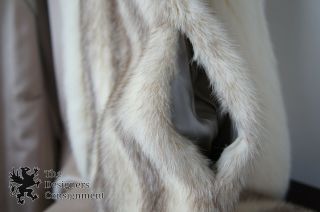 VTG Plush Full Length Cross Mink Coat Ivory Mahogany Fur Swing Jacket Fox Trim 4