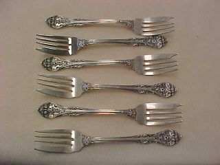 6 1936 Gorham King Edward Sterling Silver 6 - 1/4 " Salad Forks No Monogram