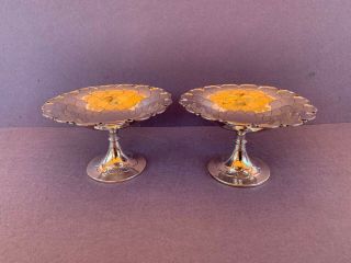Pair Antique Mappin & Webb Sterling Silver Dishes Bowls Sheffield Mid Xx 206 Gr