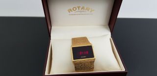 Rotary Vintage 1970 ' s Gents LED Digital Gold Plated Bracelet Watch.  Almost. 5