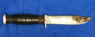 Vintage Wwii Us Army Us Military Schrade - Walden Fighting Knife H - 15 5 1/4 Inches