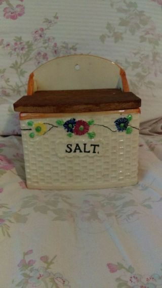 Antique / Vintage Ceramic Salt Box,  Salt Cellar,  Majolica,  Japan