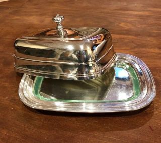 Christofle Silverplate Butter Dish & Lid With Glass Insert,  No Monogram