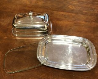CHRISTOFLE Silverplate Butter Dish & Lid with Glass Insert,  NO MONOGRAM 3