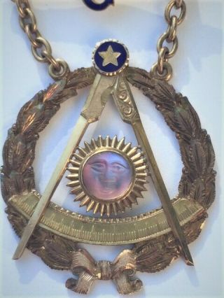 Antique 1916 Masonic Freemason Medal 14k MoonStone Jewel Enameled South Dakota 4