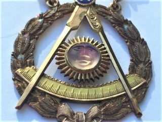 Antique 1916 Masonic Freemason Medal 14k MoonStone Jewel Enameled South Dakota 5