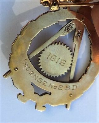 Antique 1916 Masonic Freemason Medal 14k MoonStone Jewel Enameled South Dakota 7