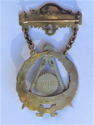 Antique 1916 Masonic Freemason Medal 14k MoonStone Jewel Enameled South Dakota 9