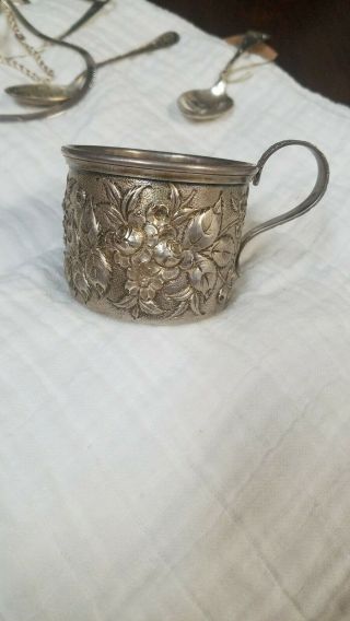 Antique S.  Kirk & Son Co Sterling Silver Repousse Heavy Baby Cup