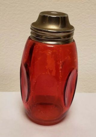 Antique Vtg Airko Shakers Cranberry Glass Sugar Shaker Ruby Red Salt And Pepper