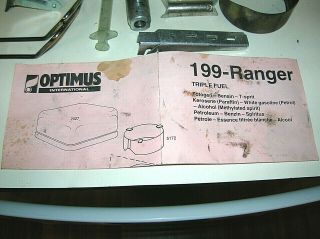 Optimus 199 Ranger Vintage Camp Camping Stove Rare with Instructions Sweden 6