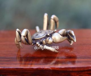 6 Cm Chinese Pure Bronze Handwork Life - Like Marine Animal Crab Wealth Sculpture