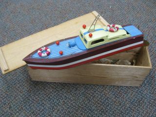 Vintage 1960 ' s Japanese Battery Powered Cabin Cruiser Boat 15 1/2 ' Attic Find 2