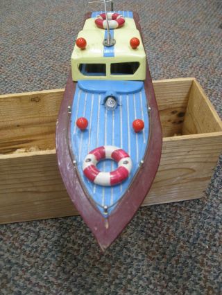 Vintage 1960 ' s Japanese Battery Powered Cabin Cruiser Boat 15 1/2 ' Attic Find 4