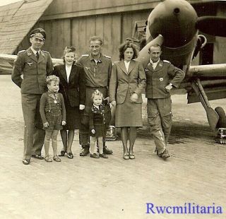 Rare Luftwaffe Pilots Posed W/ Their Families By Me - 109 Fighter Plane