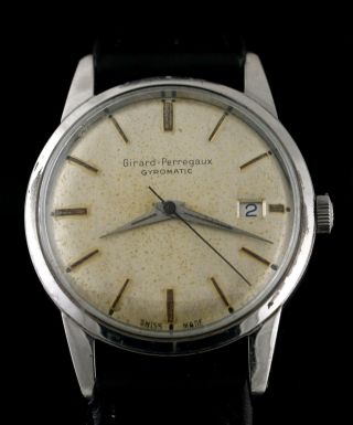 Vintage Girard Perregaux Gyromatic Automatic Stainless Steel Wristwatch W/date