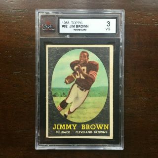 1958 Topps 62 Ksa 3 Jim Brown Rookie Cleveland Browns Vintage Hall Of Famer Nfl