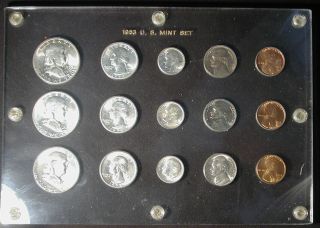 1953 Pds Silver Uncirculated 15 Coin Set In Vintage Plastic Case