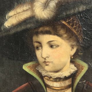 Antique Oil Painting Victorian Elizabethan English Young Woman Custom Portrait