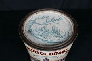 RARE 1 GALLON CAPITOL BRAND FF EAST CO MAURICE RIVER NJ OYSTER TIN LITHO CAN 5