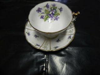 Vintage Cherry China Tea Cup And Saucer Set (gold Trim)