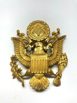 Vintage Ww2 Us Army Military Officer Cap/hat Badge Emblem Insignia,  Visor,  War