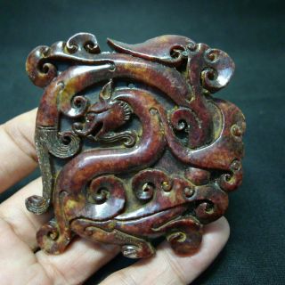 Exquisite Chinese Red Mountain Culture Jade Handmade Carving Yulong 006