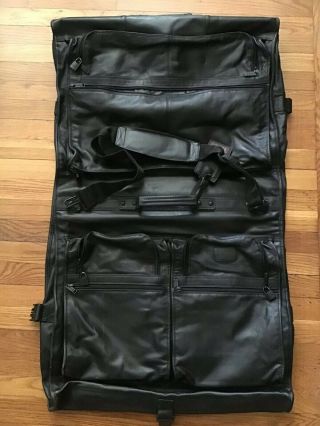 Vtg Tumi Black Napa Leather 2 pc Luggage Set Garment & Duffel Carry - on Bag 4