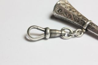 Rare solid silver watch fob key clasp blood stone seal engraved arts and crafts 2