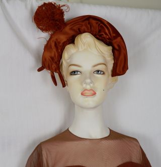 Prop House Early 40s Copper Satin Dress w Hat Ballgown Hollywood victorian film 3