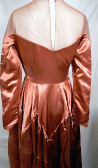 Prop House Early 40s Copper Satin Dress w Hat Ballgown Hollywood victorian film 4