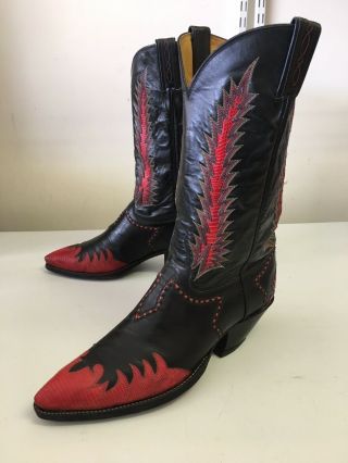 Vintage Tony Lama Exotic Leather Firewalker Boots Lizard Rockabilly Mens 12 D