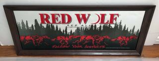 Red Wolf Red Ale Framed Mirror Bar Sign,  Vintage 1995 Anheuser - Busch Beer Lager