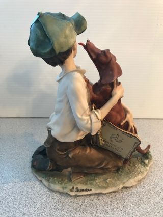 Capodimonte Italian Porcelain Figurine Boy W Dog Signed Numbered W Certificate 3