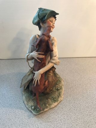 Capodimonte Italian Porcelain Figurine Boy W Dog Signed Numbered W Certificate 5