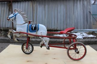 Antique Metal Pedal Car.  Russian Soviet - Ussr Very Rare Old Horse Pedals