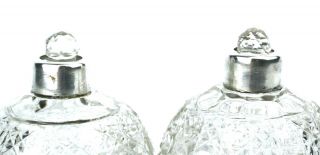 Antique Sterling Silver Perfume Scent Bottles Hobnail Cut Pair Chester 1905 5