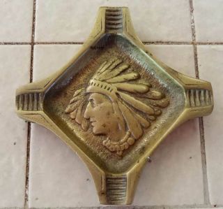 Vintage Brass Native American Indian Ashtray