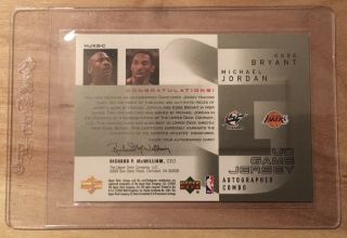 2002 - 03 UD Game Jerseys Combo Autographs Michael Jordan Kobe Bryant 08/10 RARE 2
