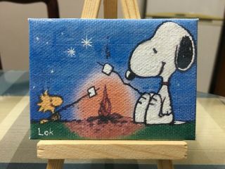 Aceo Hand Painting Oil Painting On Canvas - Snoopy By Chi Lok