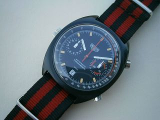 Rare 1970’s Heuer Monza Economy Vintage Sport Chronograph Wristwatch Cal.  12
