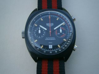 Rare 1970’s Heuer Monza economy vintage sport chronograph wristwatch cal.  12 3