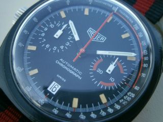 Rare 1970’s Heuer Monza economy vintage sport chronograph wristwatch cal.  12 4